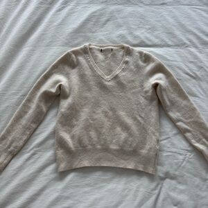 Cream V-Neck Women's Sweater